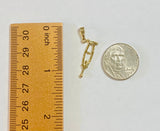 14K Yellow Gold Saint Lazarus Crutch "Muleta de San Lazaro" Amulet Charm Pendant