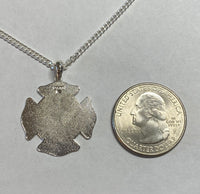 Sterling Silver Saint Florian Fire Dept. Medal Pendant with 20" Curb Link Chain