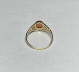 10K Yellow Gold Oval 8mm x 6mm Genuine Coral Dainty Filigree Ring