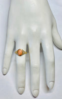 10K Yellow Gold Oval 8mm x 6mm Genuine Coral Dainty Filigree Ring