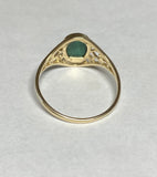 10K Yellow Gold Oval 8mm x 6mm Genuine Malachite Dainty Filigree Ring