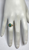 10K Yellow Gold Oval 8mm x 6mm Genuine Malachite Dainty Filigree Ring