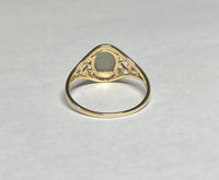 10K Yellow Gold Oval 8mm x 6mm Genuine Jade Dainty Filigree Ring