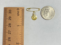14K Yellow Gold Baby Safety Pin with Angel de la Guardia "Guardian Angel" Medal