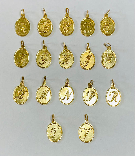 14 Karat Yellow Gold Script Initial Pendant (Available with or without Chain)