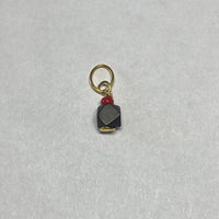 14 Karat Yellow Gold Genuine 3.5mm Azabache Jet & Coral Charm