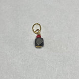 14 Karat Yellow Gold Genuine 3.5mm Azabache Jet & Coral Charm