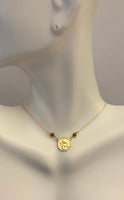 10 Karat Yellow Gold Genuine Tiger's Eye Angel Cherub Medal 17" Necklace