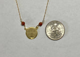 10 Karat Yellow Gold Brown Goldstone Venturina Angel Cherub Medal 17" Necklace