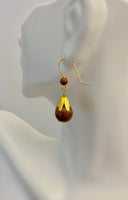 14 Karat Yellow Gold 10mm Brown Goldstone "Venturina" Dangle Earrings