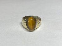 Vintage NOS 1960's 10K Yellow Gold Genuine Tiger's Eye Man's Ring