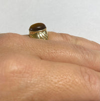 Vintage NOS 1960's 10K Yellow Gold Genuine Tiger's Eye Man's Ring