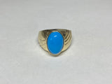 Vintage NOS 1960's 10K Yellow Gold Blue Turquoise Man's Ring