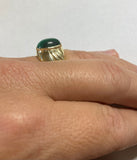 Vintage NOS 1960's 10K Yellow Gold Genuine Malachite Man's Ring