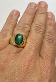 Vintage NOS 1960's 10K Yellow Gold Genuine Malachite Man's Ring