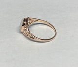 10K Rose Gold Oval 8mm x 6mm Genuine Opal Dainty Filigree Ring