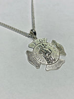 Sterling Silver Saint Florian Fire Dept. Medal Pendant with 20" Curb Link Chain