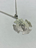 Sterling Silver Saint Florian Fire Dept. Medal Pendant with 20" Curb Link Chain