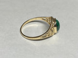 10K Yellow Gold Oval 8mm x 6mm Genuine Malachite Dainty Filigree Ring