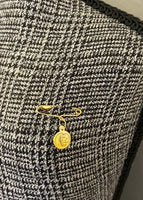 14K Yellow Gold Baby Safety Pin with Angel de la Guardia "Guardian Angel" Medal