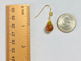 14 Karat Yellow Gold 10mm Brown Goldstone "Venturina" with CZ Dangle Earrings