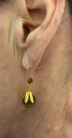 14 Karat Yellow Gold Genuine 10mm Brown Tiger's Eye Dangle Earrings