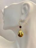 14 Karat Yellow Gold Genuine 10mm Brown Tiger's Eye Dangle Earrings