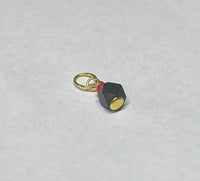 14 Karat Yellow Gold Genuine 3.5mm Azabache Jet & Coral Charm