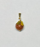 14 Karat Yellow Gold and 8mm Brown Goldstone Venturina Pendant