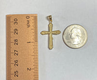 14 Karat Yellow Gold Textured Crucifix Pendant