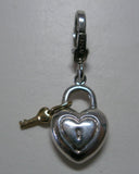 Sterling Silver & 14K Genuine Diamond Heart Lock and Key Charm