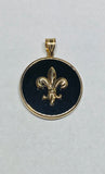 14 Karat Yellow Gold and Genuine Black Onyx Fleur-de-Lis Pendant