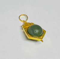 Vintage 1960's NOS 14K Jade 8mm Bead Pentagon Shape Spinner Pendant