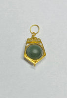 Vintage 1960's NOS 14K Jade 8mm Bead Pentagon Shape Spinner Pendant