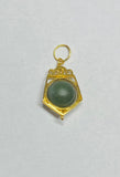 Vintage 1960's NOS 14K Jade 8mm Bead Pentagon Shape Spinner Pendant