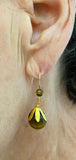 14 Karat Yellow Gold Genuine 10mm Brown Tiger's Eye Dangle Earrings