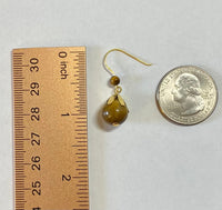 14 Karat Yellow Gold Genuine 10mm Brown Tiger's Eye Dangle Earrings