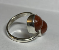 Sterling Silver and 10mm Brown Goldstone "Venturina" Bypass Ladies Statement Ring