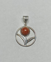 Sterling Silver and 10mm Brown Goldstone "Venturina" Flower Circle Pendant