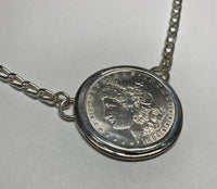 1884-O US Morgan Silver Dollar Coin in Sterling Silver 18" Necklace