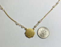 Vintage NOS 1980's 14K Yellow Gold Angel Cherub 17" Necklace with Freshwater Pearls