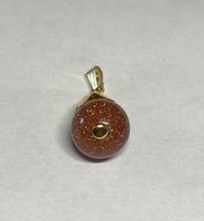 14 Karat Yellow Gold and 10mm Brown Goldstone Venturina Pendant