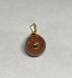 14 Karat Yellow Gold and 10mm Brown Goldstone Venturina Pendant