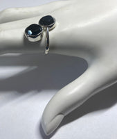 Sterling Silver and 10mm Genuine Hematite "Acerina Stone" Bypass Ladies Statement Ring