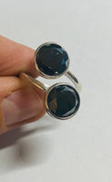 Sterling Silver and 10mm Genuine Hematite "Acerina Stone" Bypass Ladies Statement Ring