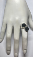 Sterling Silver and 10mm Genuine Hematite "Acerina Stone" Bypass Ladies Statement Ring