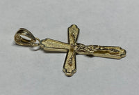 14 Karat Yellow Gold Textured Crucifix Pendant