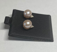 Vintage NOS 10K Rose Gold Signed IPS China 8mm Pink Freshwater Pearl and Diamond Stud Earrings