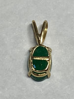 14 Karat Yellow Gold Genuine 6 x 4mm Oval Emerald Pendant (Available with or without chain)