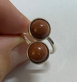 Sterling Silver and 10mm Brown Goldstone "Venturina" Bypass Ladies Statement Ring